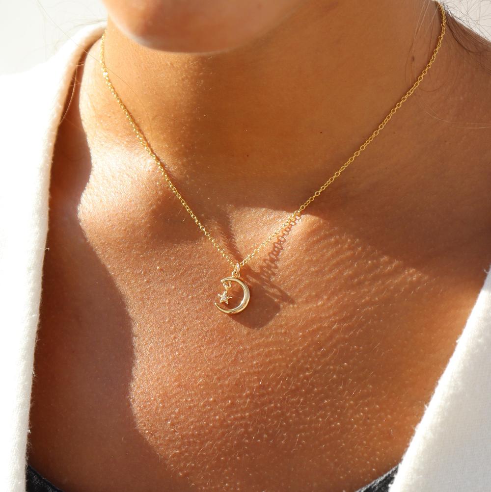 Moon + Star charm necklace