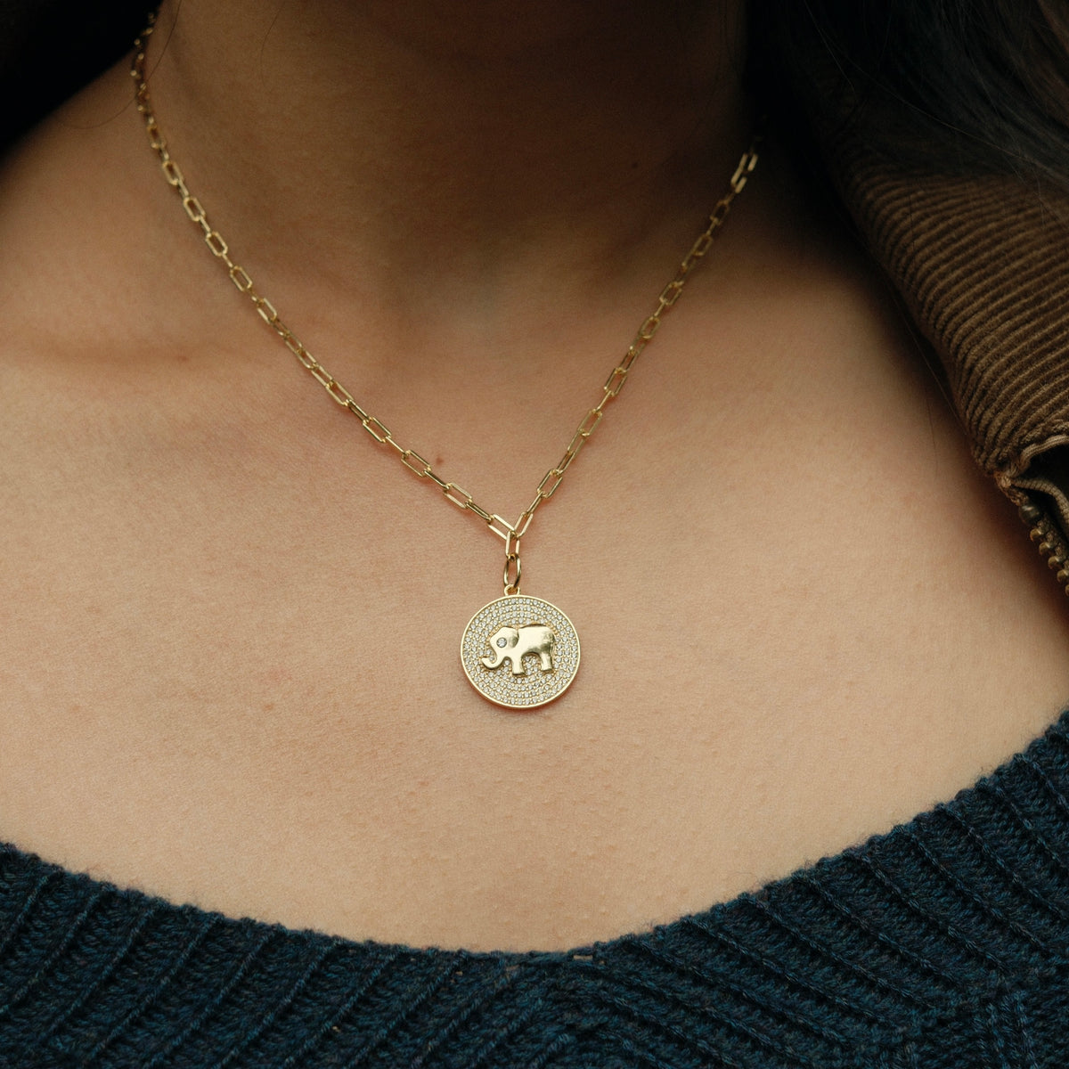 Coin elephant necklace