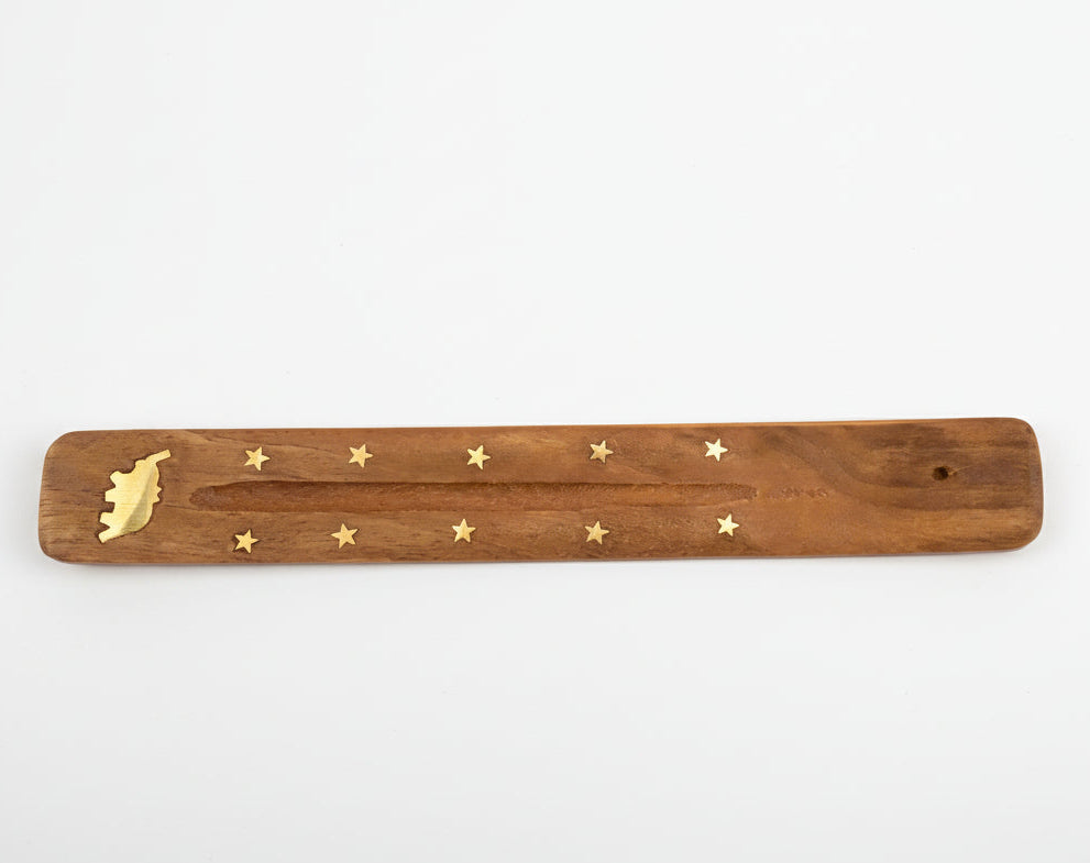 Wooden brass incense holder