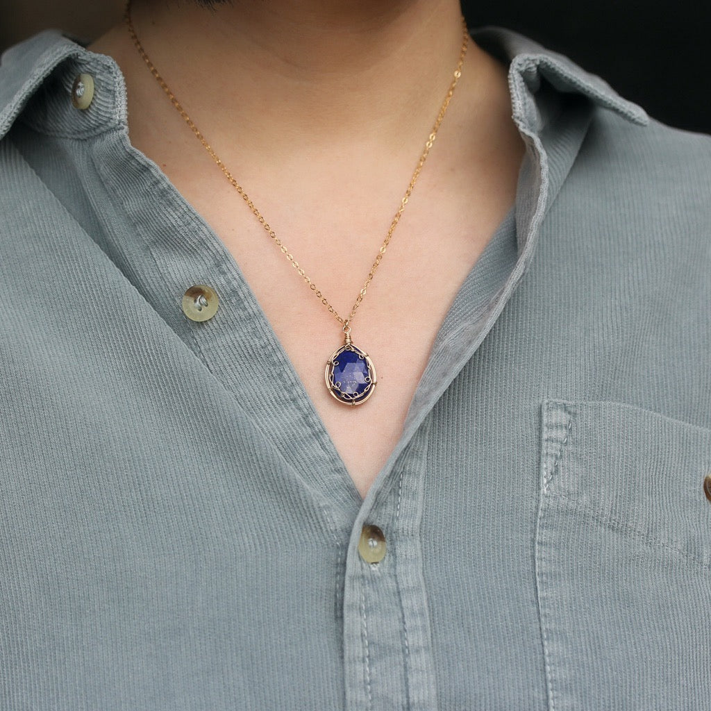 LAPIS DROP NECKLACE
