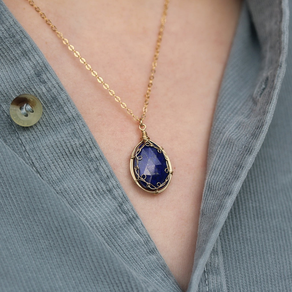 LAPIS DROP NECKLACE