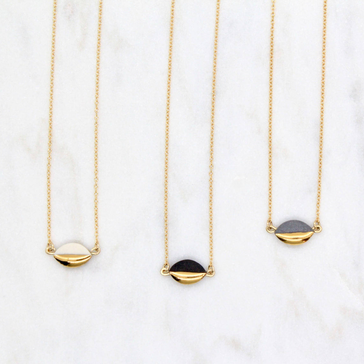 Gold Dipped Marquise Mini Horizontal Necklace