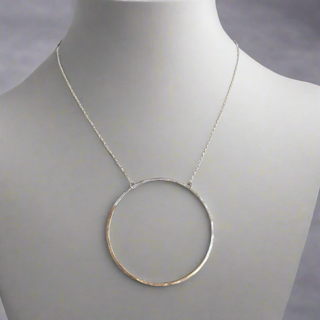 Half/half halo necklace