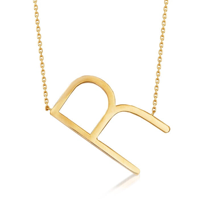 RCW10908-18 14K Gold Large Initial W Necklace | Royal Chain Group