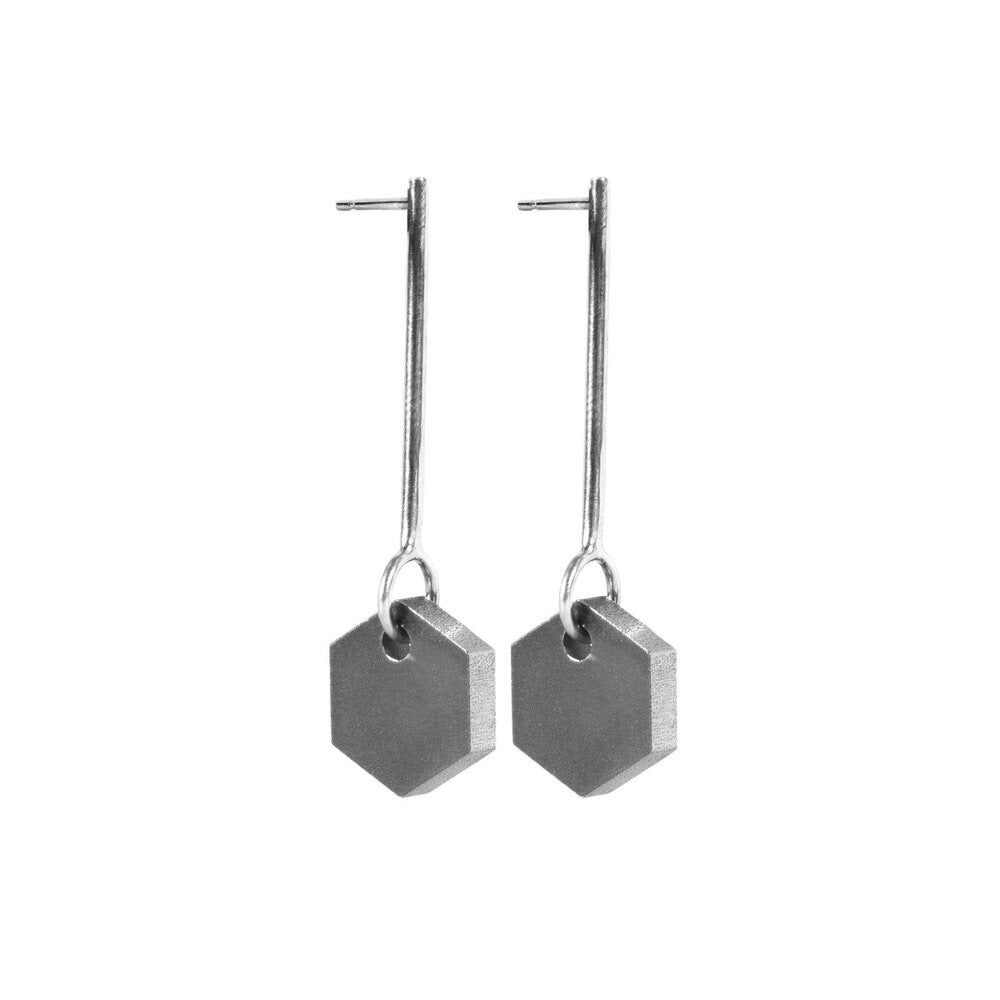 Steel Hexagon drop earrings