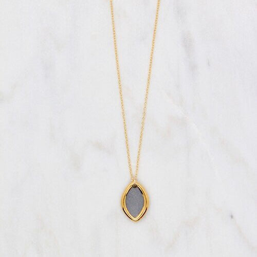 GOLD RIMMED MARQUIS NECKLACE