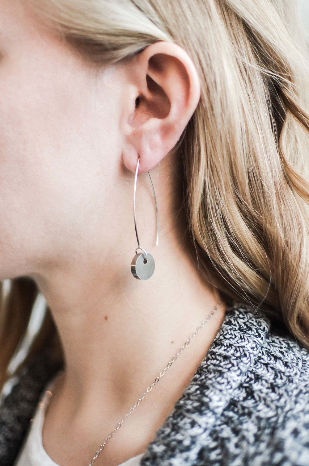 Steel dot hoop earrings