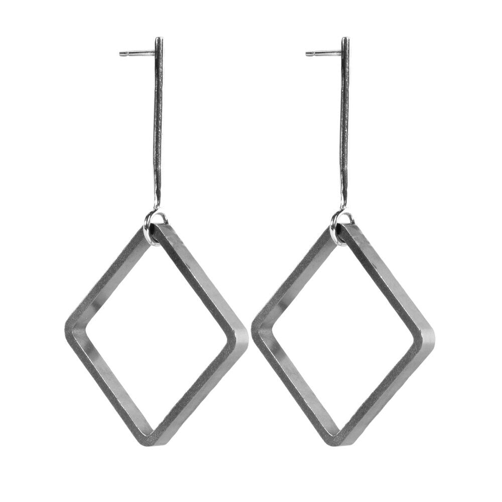 Steel diamond drop earrings