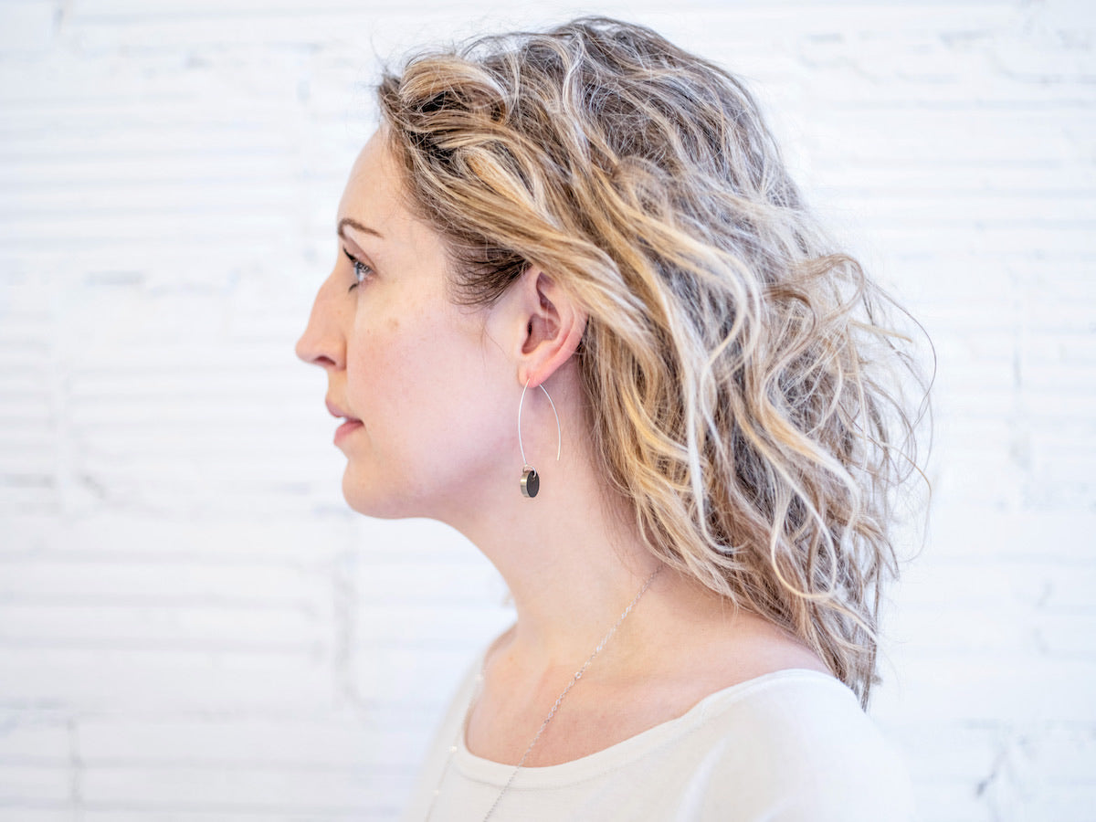 Steel dot hoop earrings